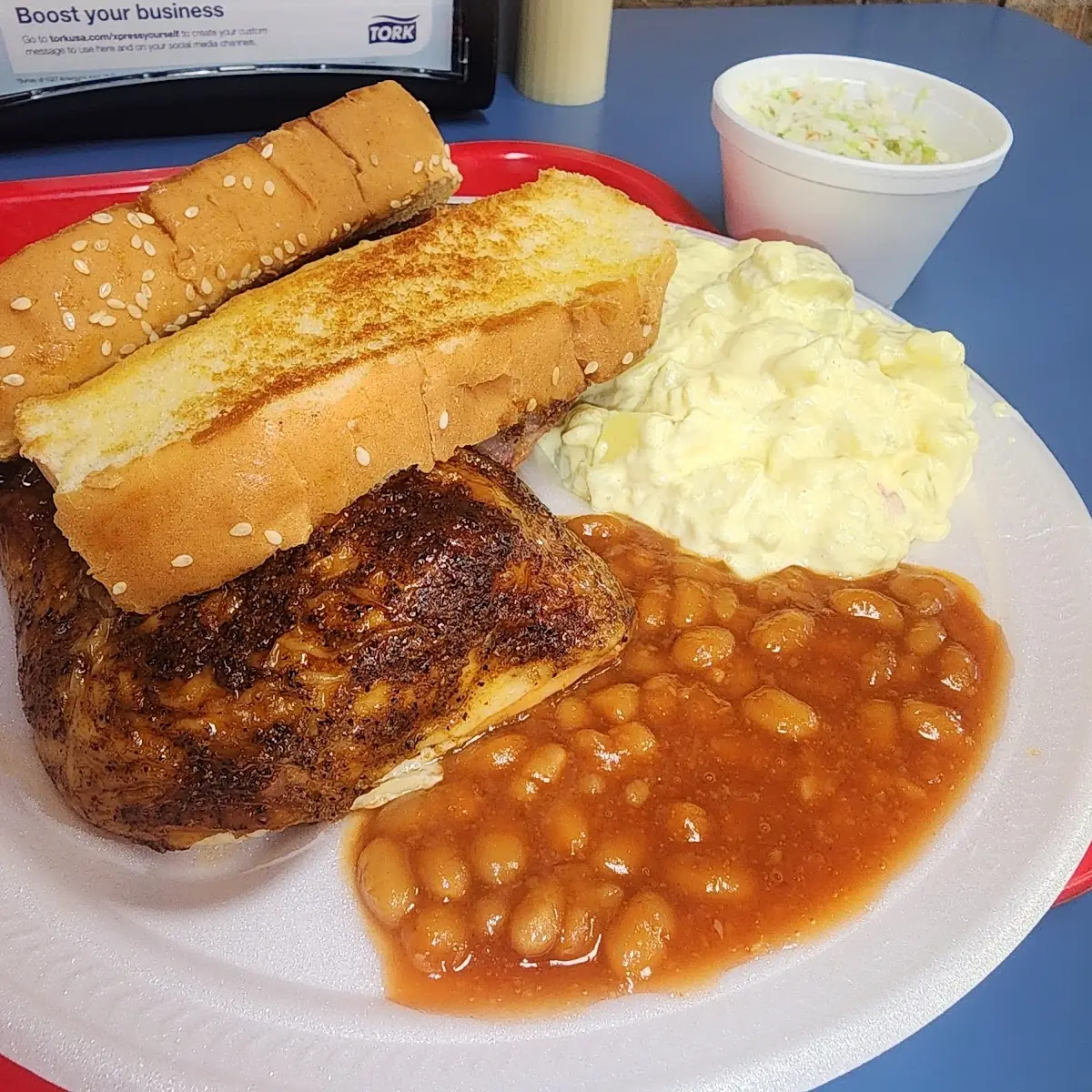 Combo Pulled Pork Plate with Baked Beans and Potato Salad