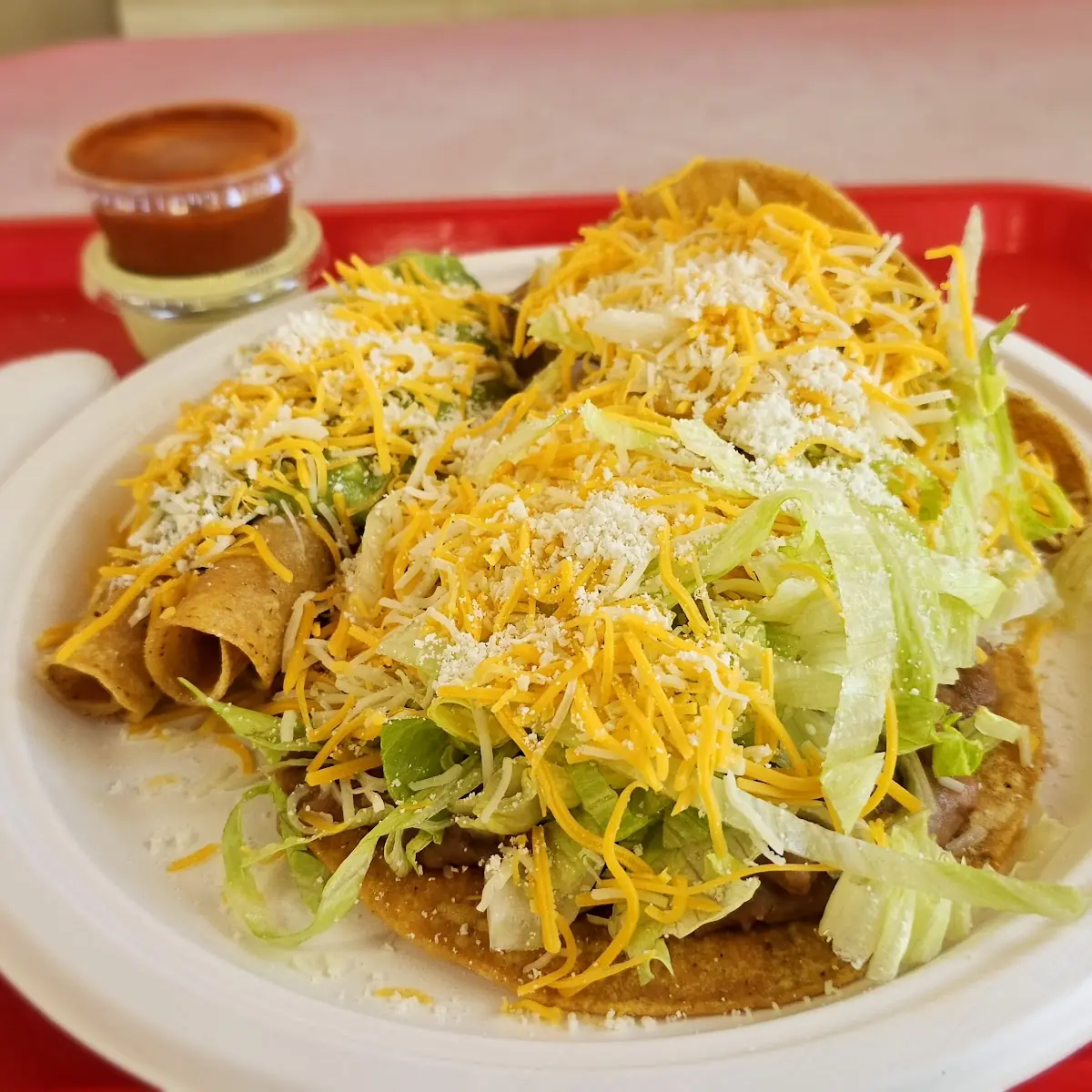 Cheese Enchilada Beef Tostada