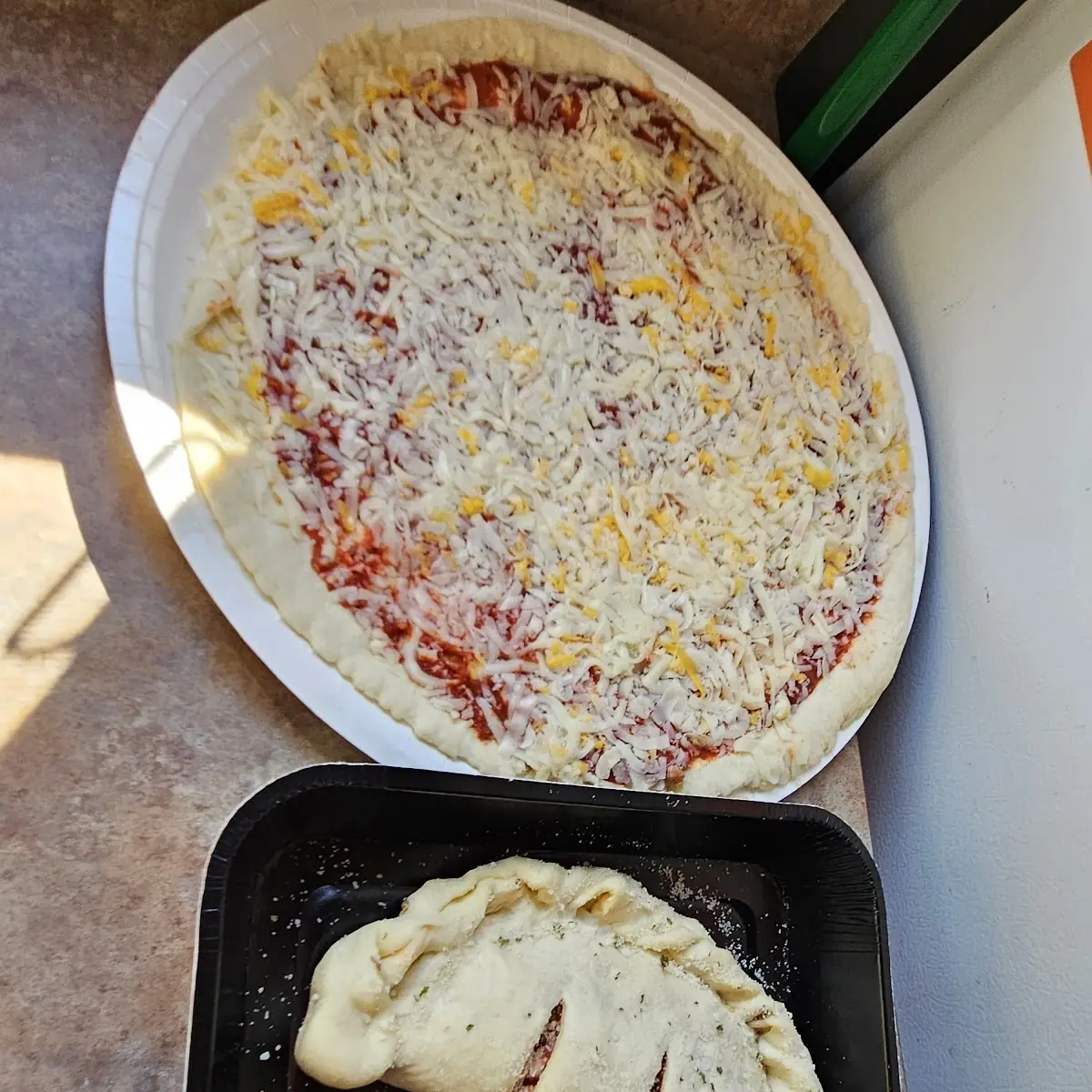 XL Cheese Pizza and Calzone