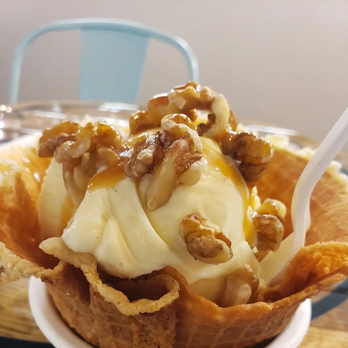 Vanilla Ice Cream Walnuts and Caramel