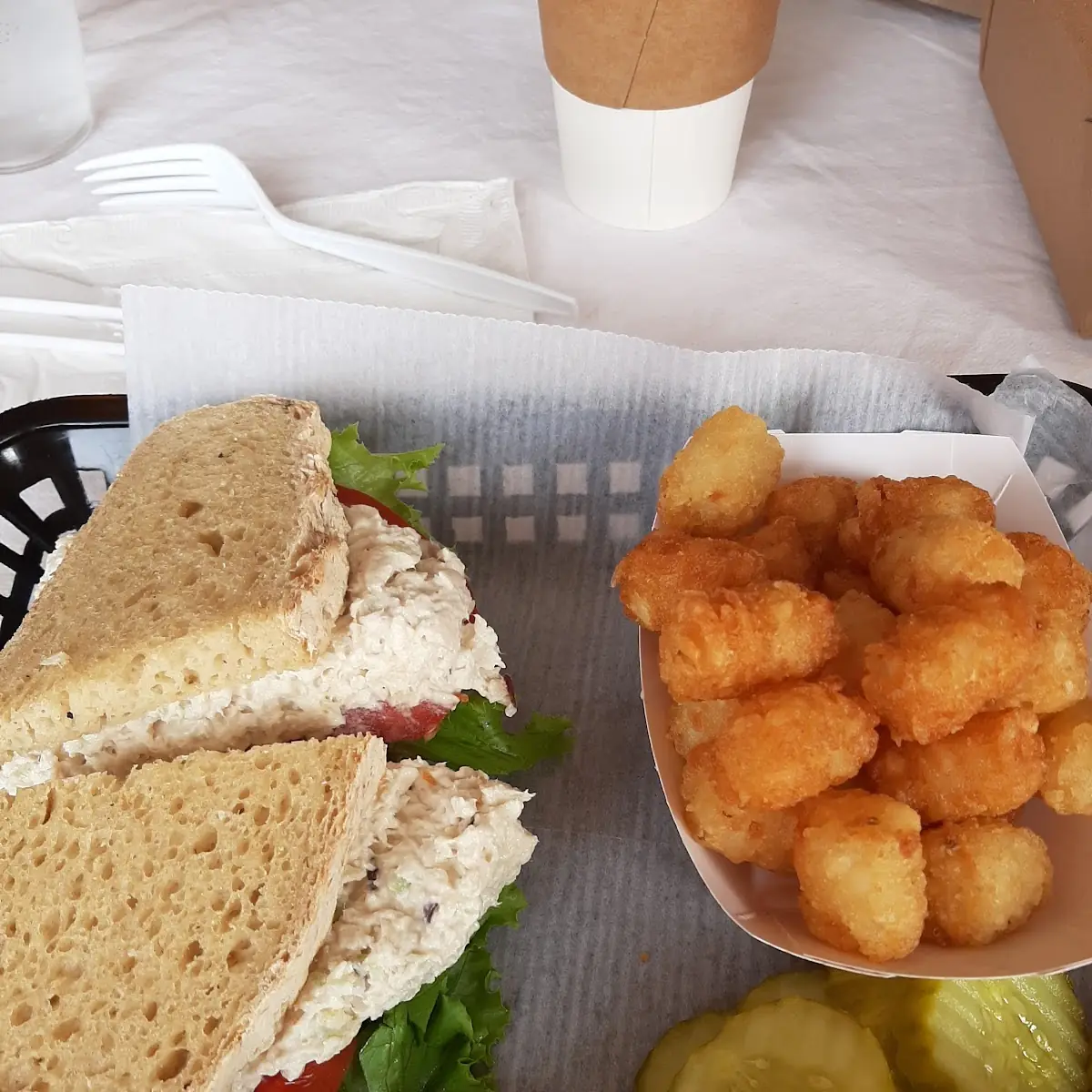 Sandwich with Tater Tots