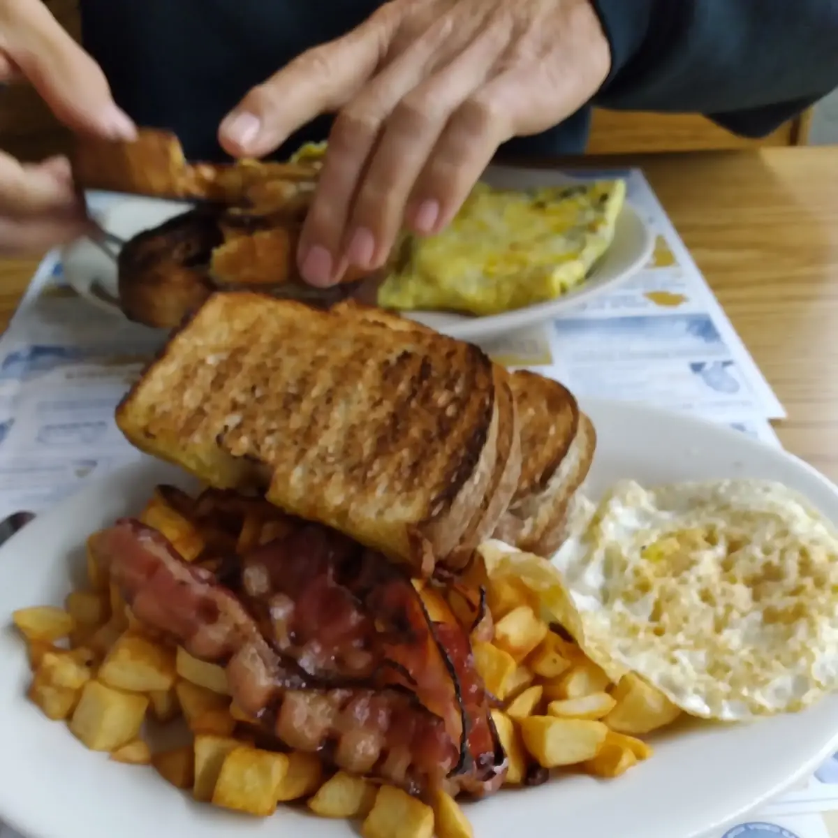 2 Eggs Bacon Toast and Home Fries