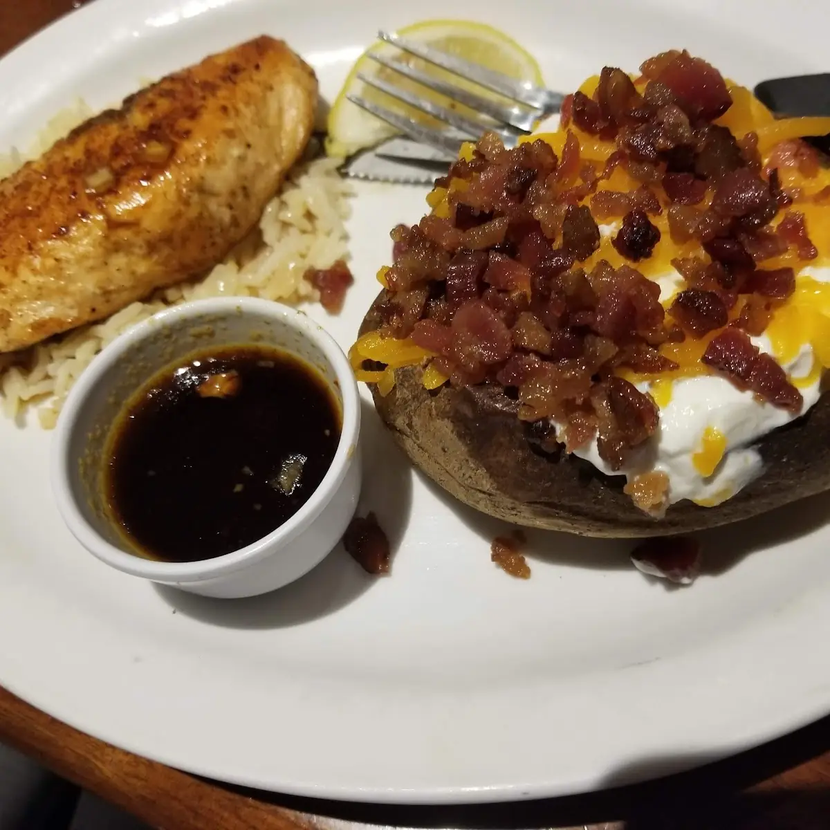 5oz Salmon and Loaded Baked Potato