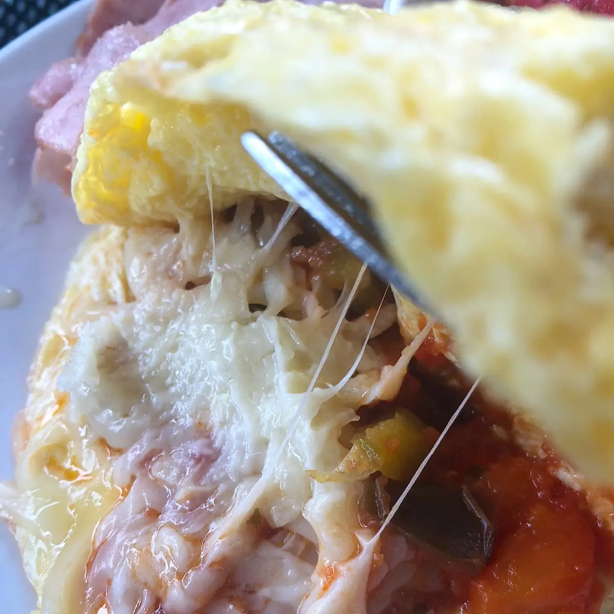 Ham and Swiss Cheese Omelette Breakfast