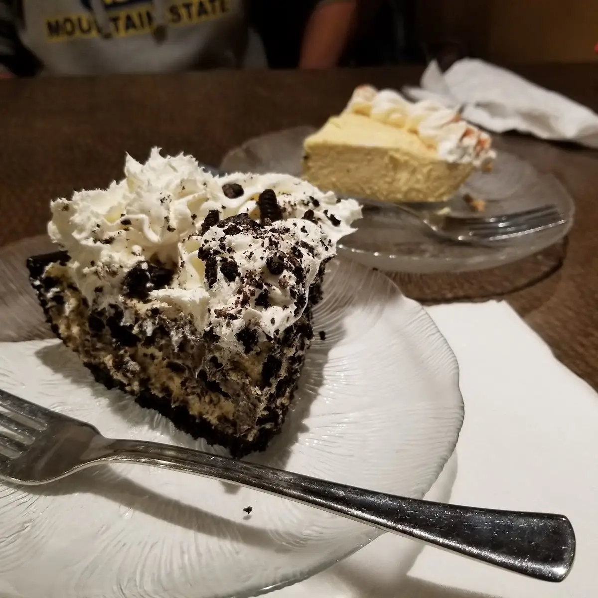 2 Slices of Pie Oreo Creme and Pumpkin Pie Creme Pie