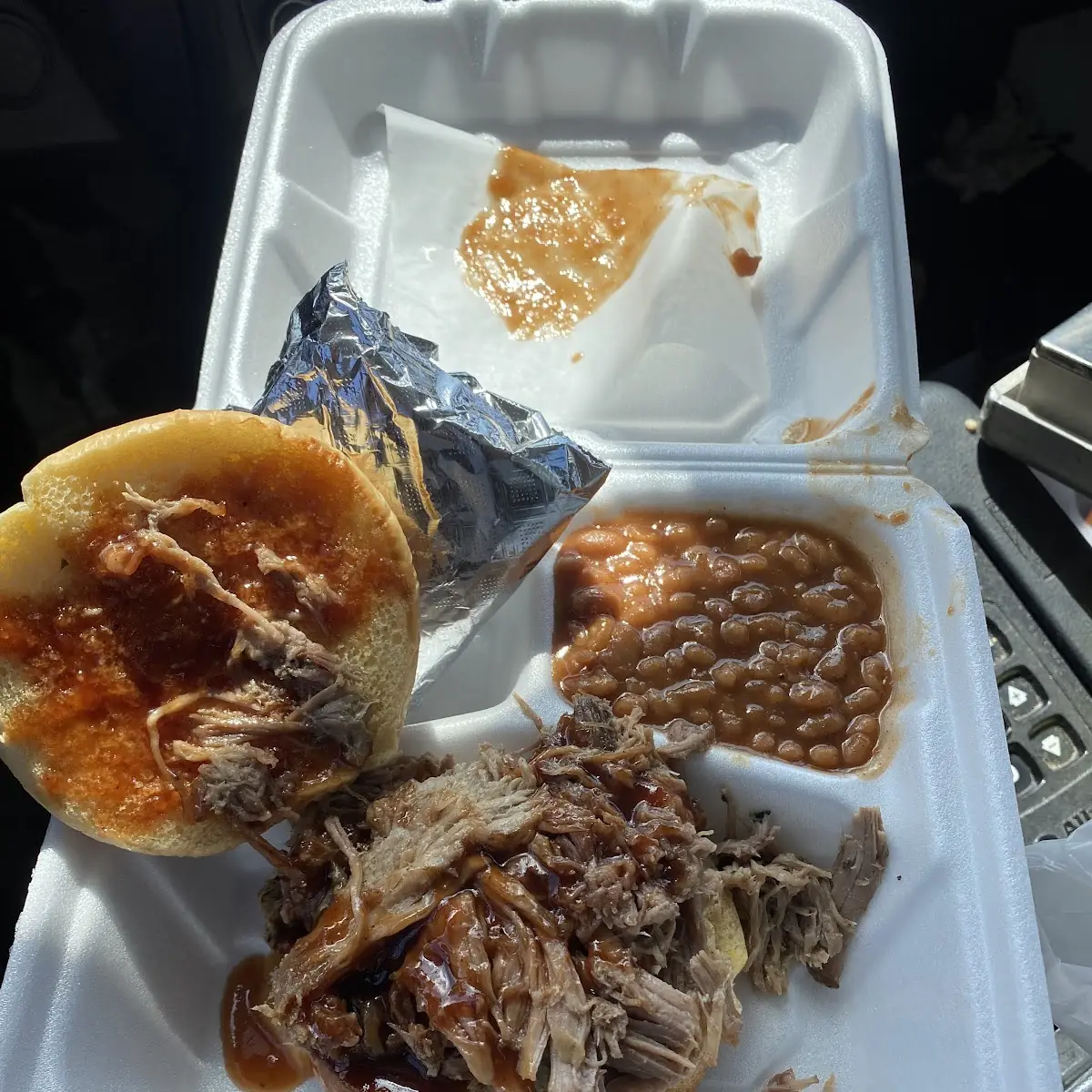 BBQ Pulled Pork Sandwich with Baked Beans