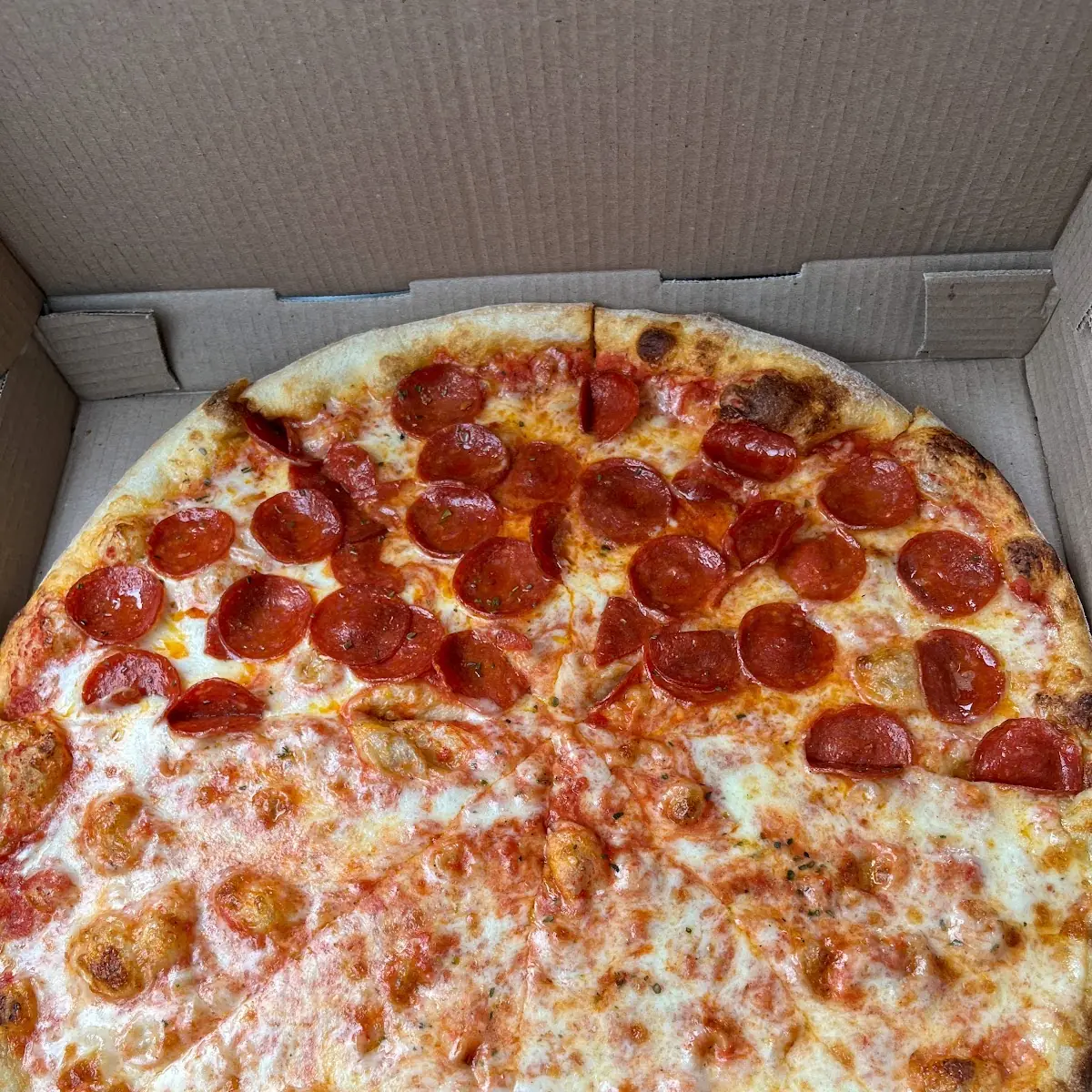 Half Plain Half Pepperoni Pizza