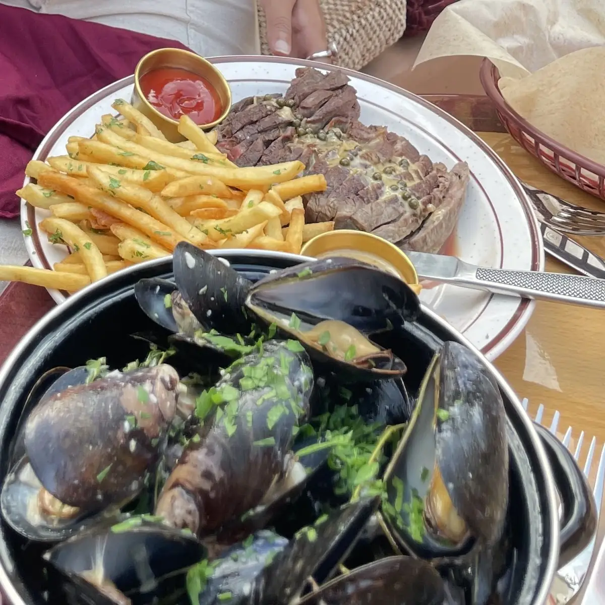 Steak Frites and Mussels