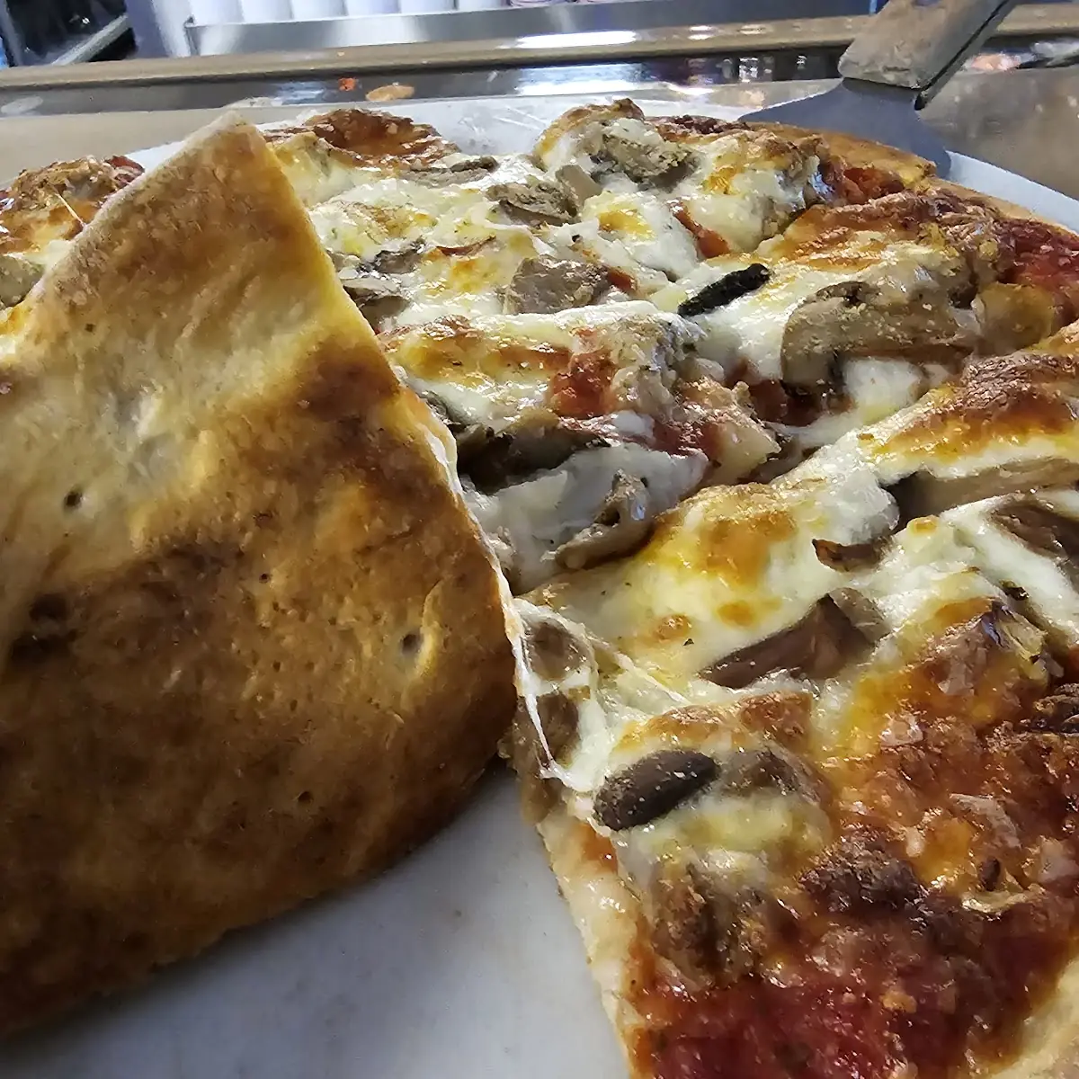 Sausage Mushroom Onion Thin Crust Pizza Well Done