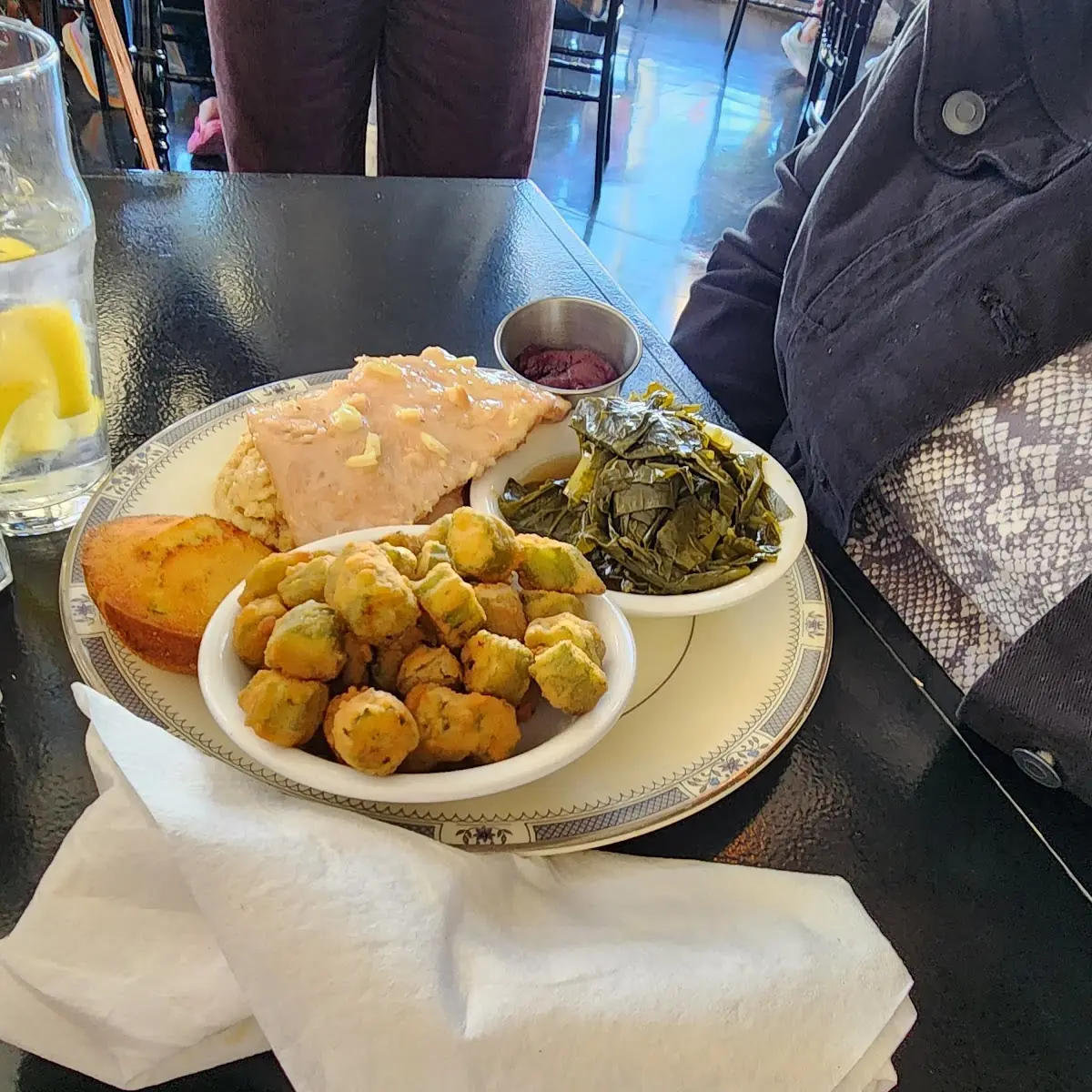 Turkey and Dressing Fried Okra Collard Greens and Cornbread