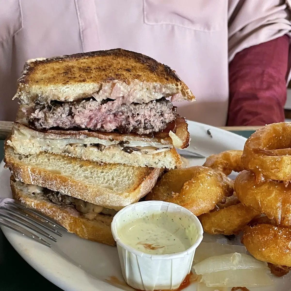 Patty Melt with Onion Rings