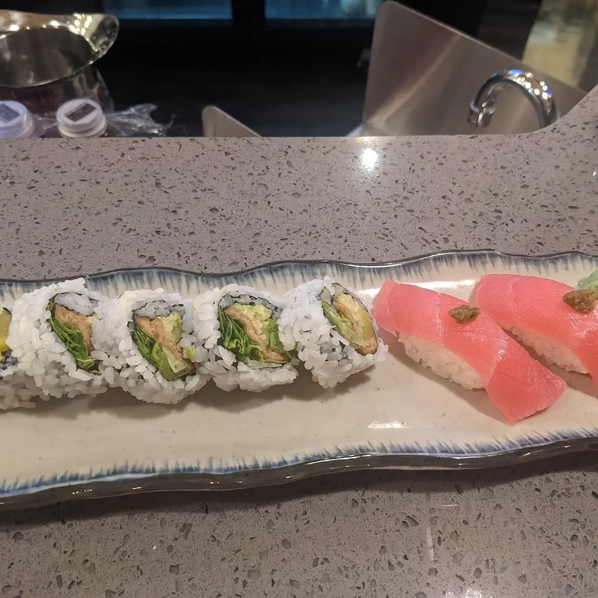 Tuna Nigiri and Vegetable Roll