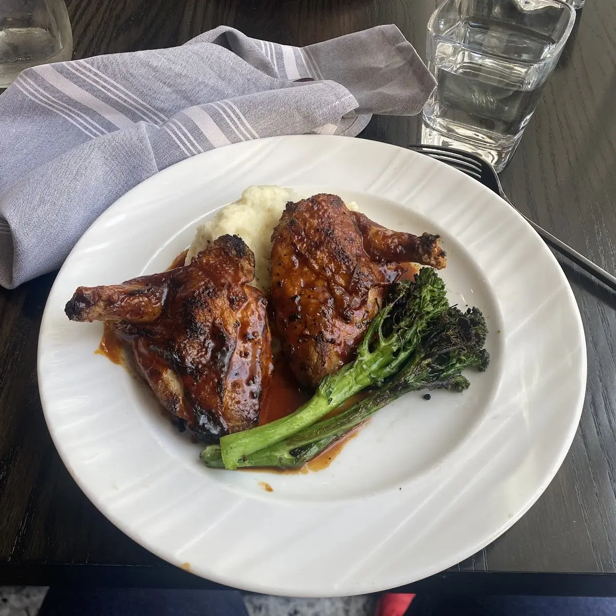 Roasted Chicken with Mashed Potatoes and Broccoli