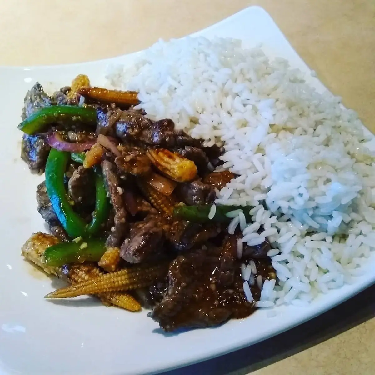 Mongolian Beef with Mixed Vegetables and Rice