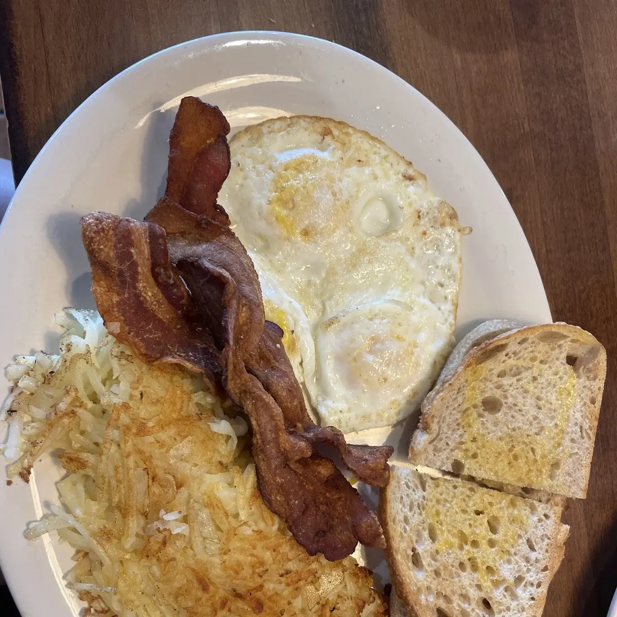 Scrambled Eggs Bacon Hash Browns Toast
