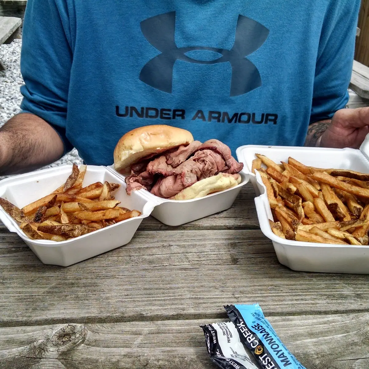 Pit Beef Sandwich and Fries