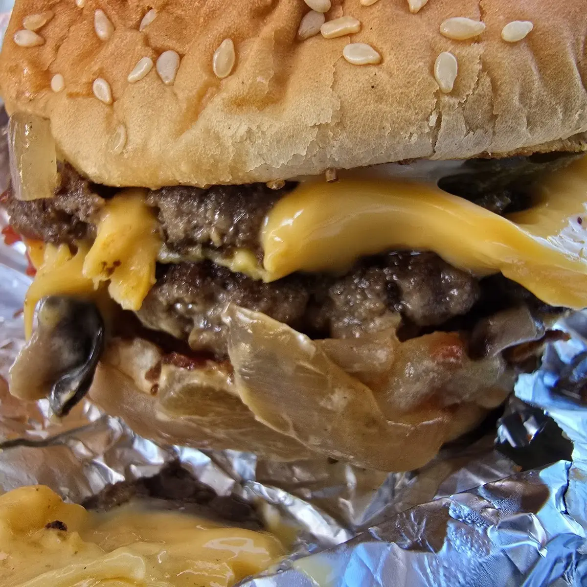 Five Guys Cheeseburger Grilled Onions