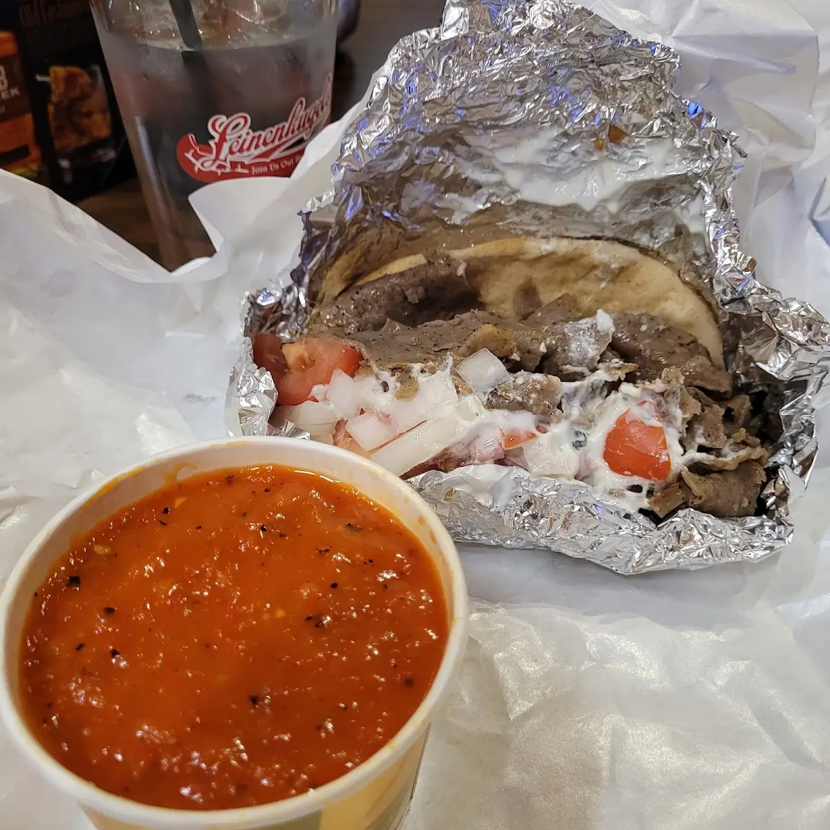 Red Pepper Soup and Gyro