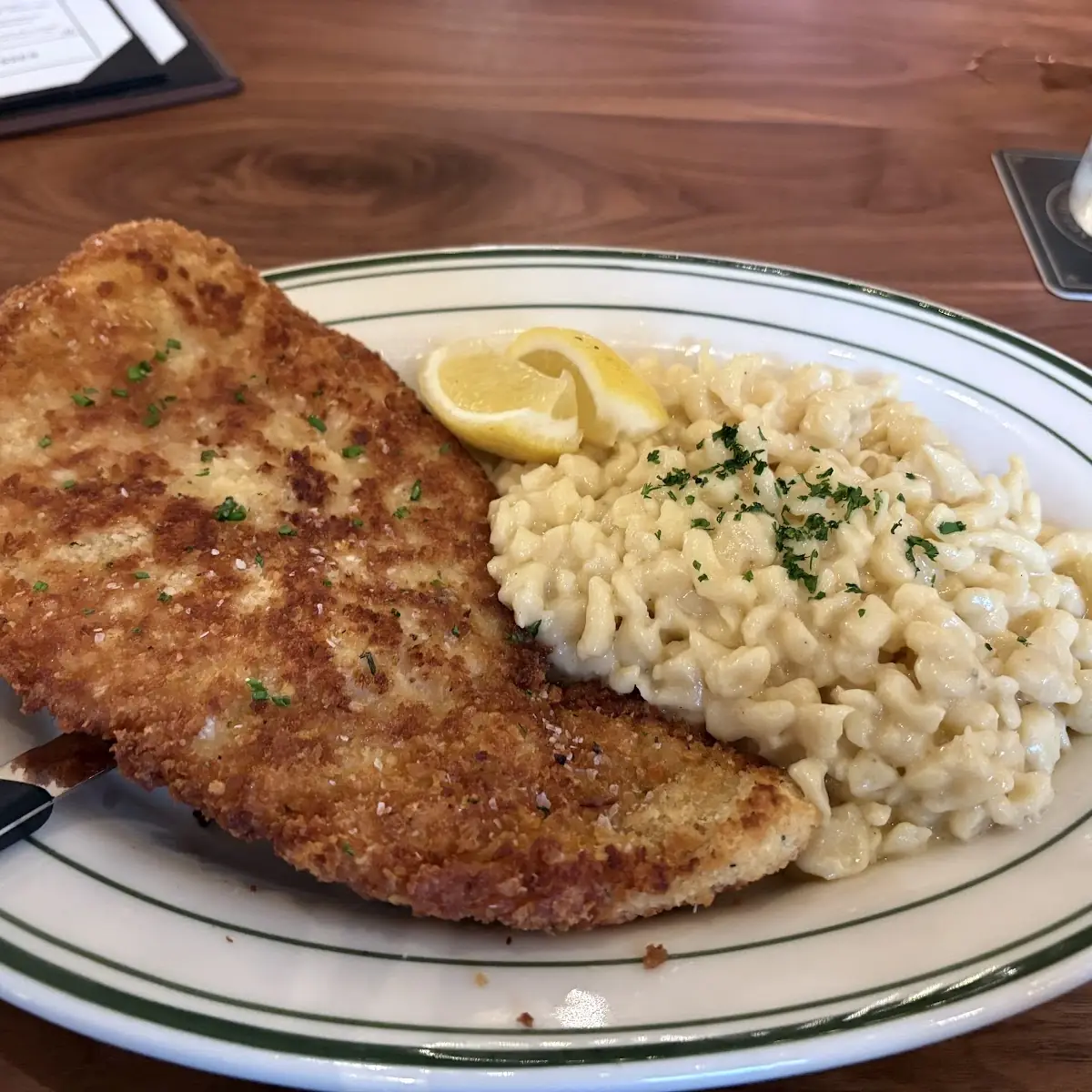 Jaeger Schnitzel with Spaetzle