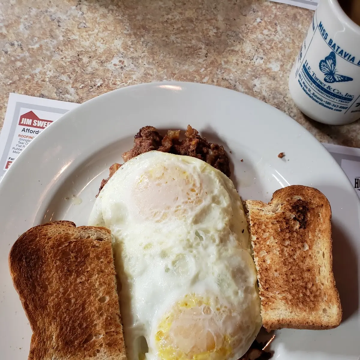 Corn Beef Hash with over Easy Eggs