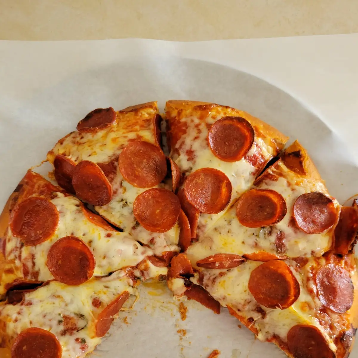 Pepperoni Pizza Made with Provolone Cheese Crust Was Light and Fluffy
