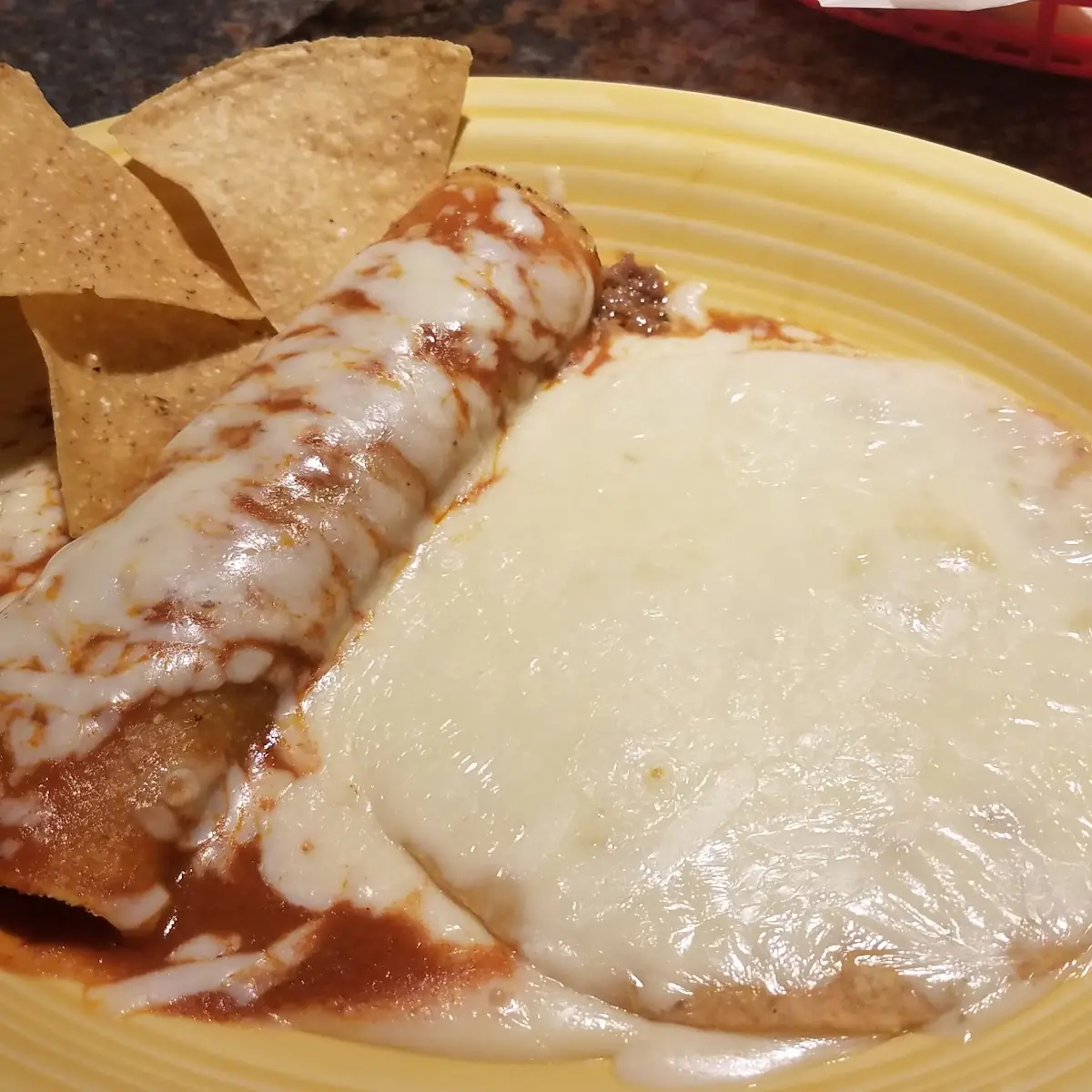 Enchiladas w Side of Refried Beans