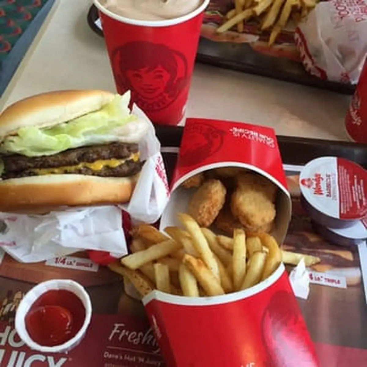 Wendy's 4 for 4 Double Stack Burger Fries Chicken Nuggets and a Coke