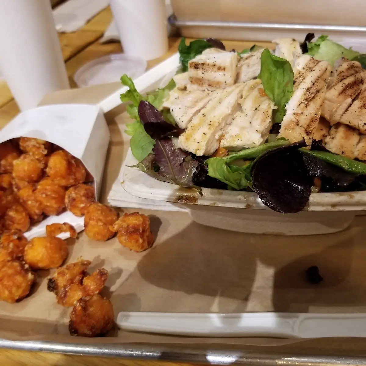 Chicken Salad and Sweet Potato Tots
