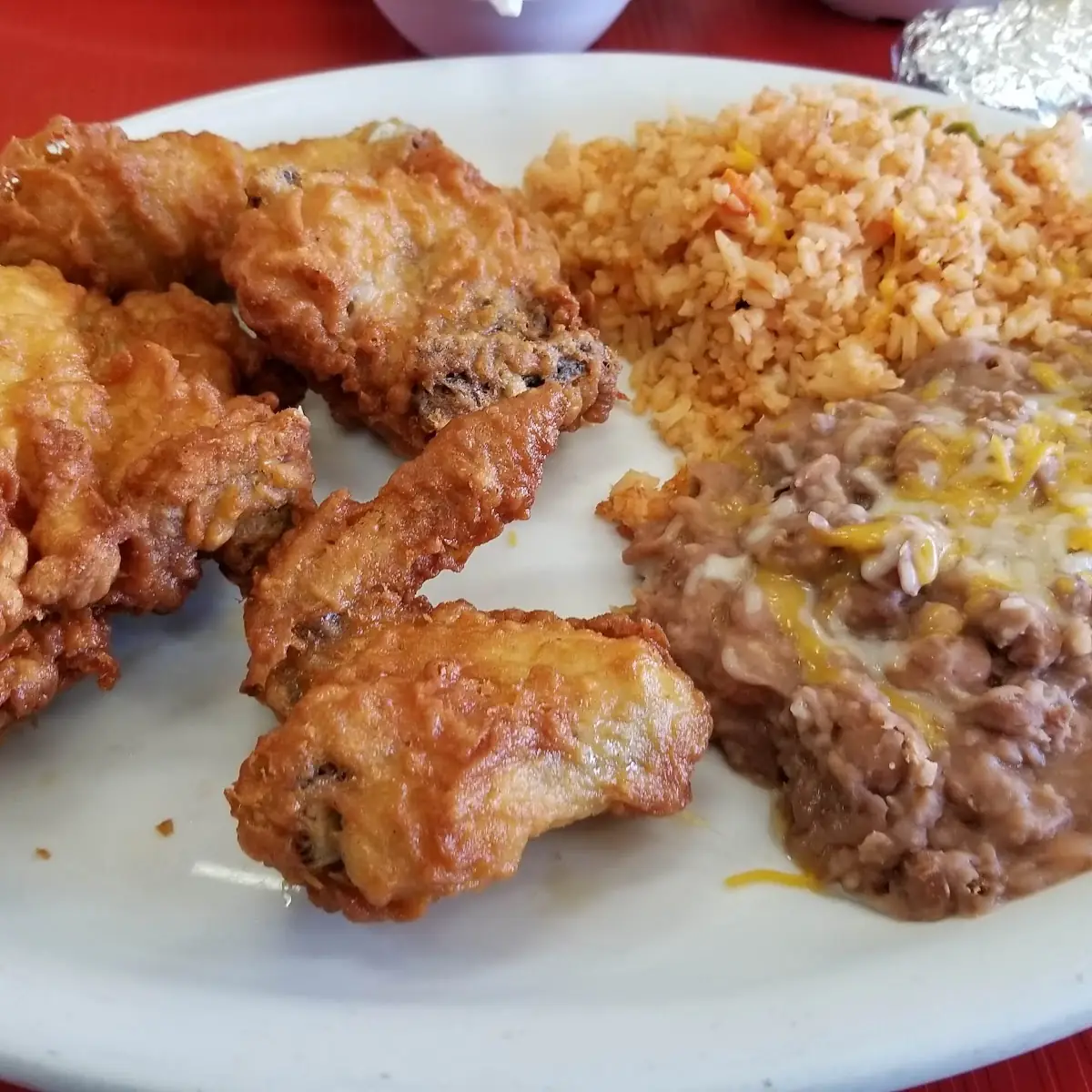 Fried Chicken with Rice and Beans