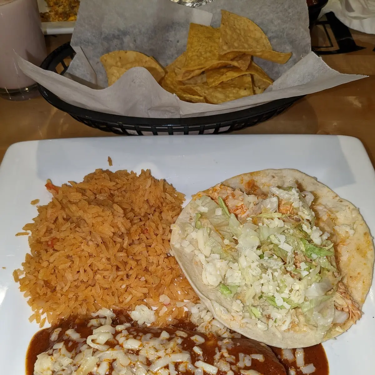 Combination Plate Enchilada Chicken Taco