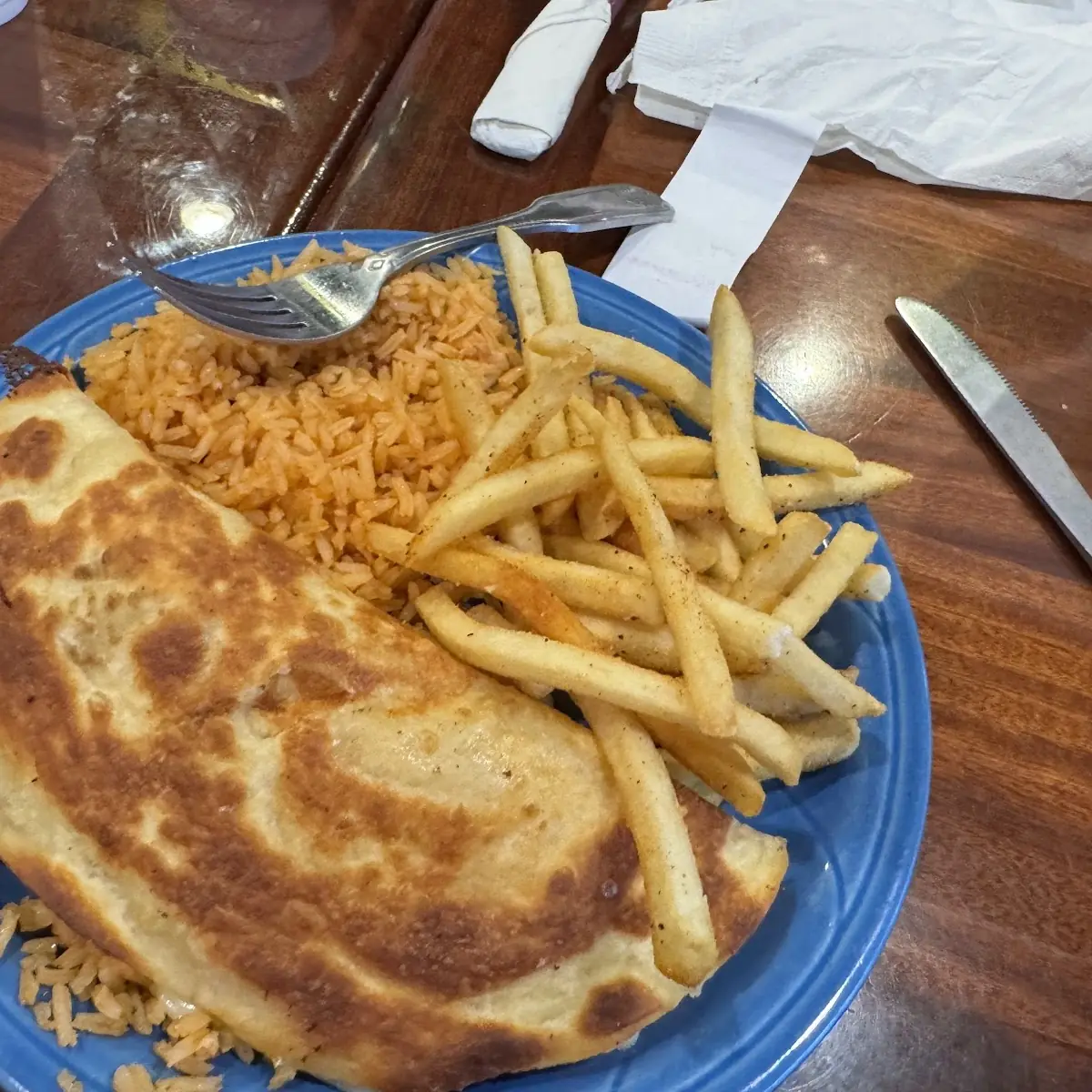 Chicken Quesadilla and Fries