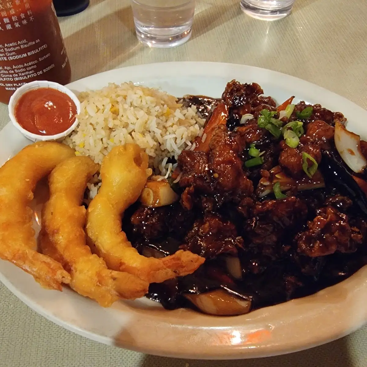 General TSO Chicken Fried Prawns and Fried Rice
