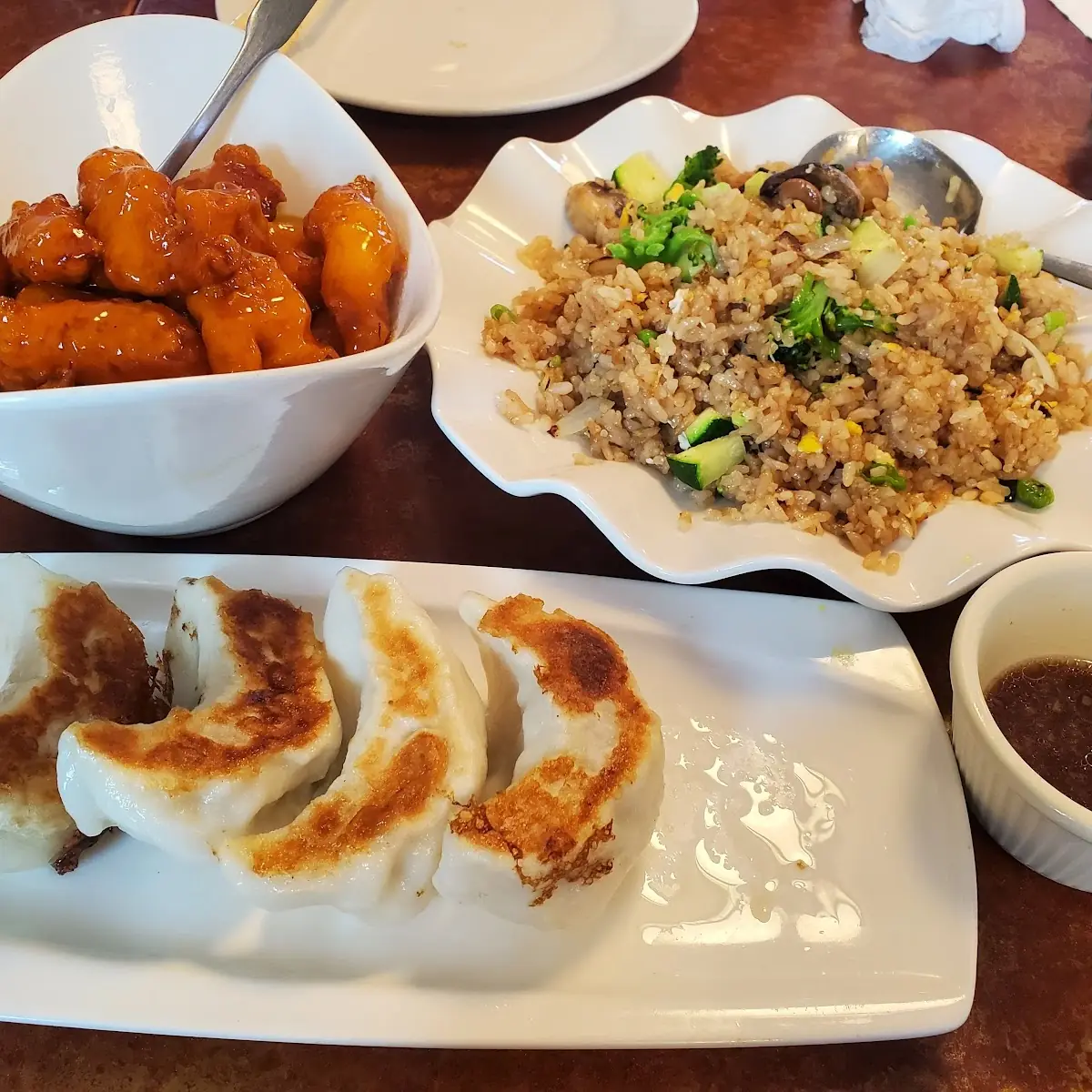 Potsticker Lemon Chicken and Vegetable Fried Rice