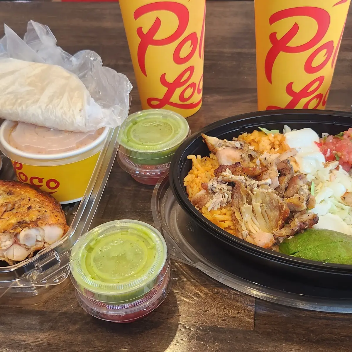 Bowl Combo Double Chicken Rice Beans Cheese Cabbage Chips House Salsa