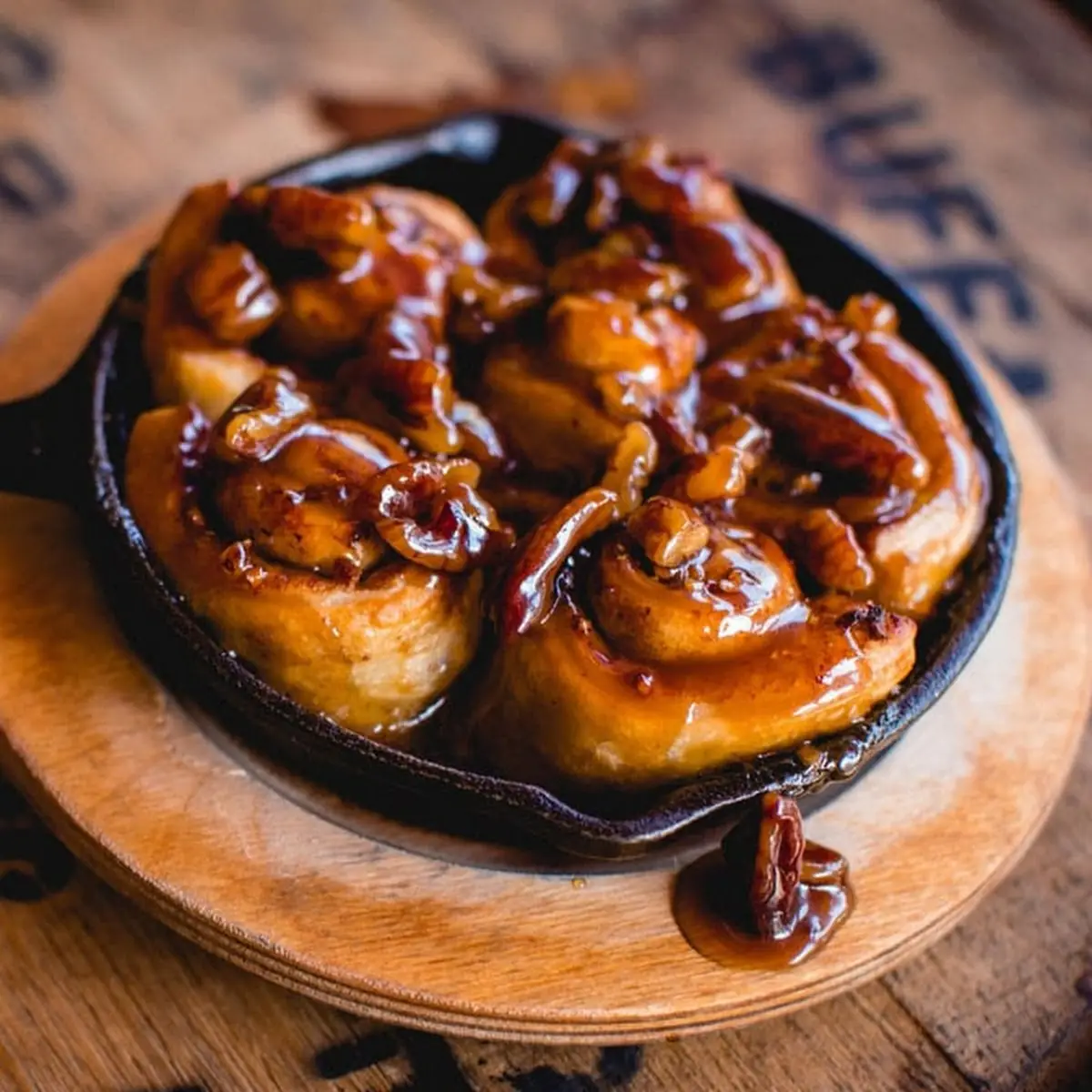 Cast Iron Pecan Cinnamon Rolls