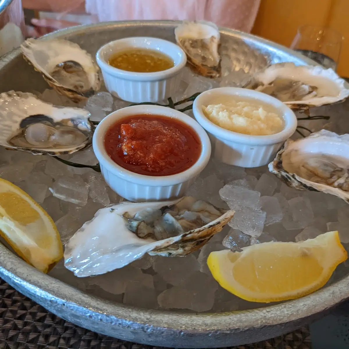 Oysters on Ice with Condiments