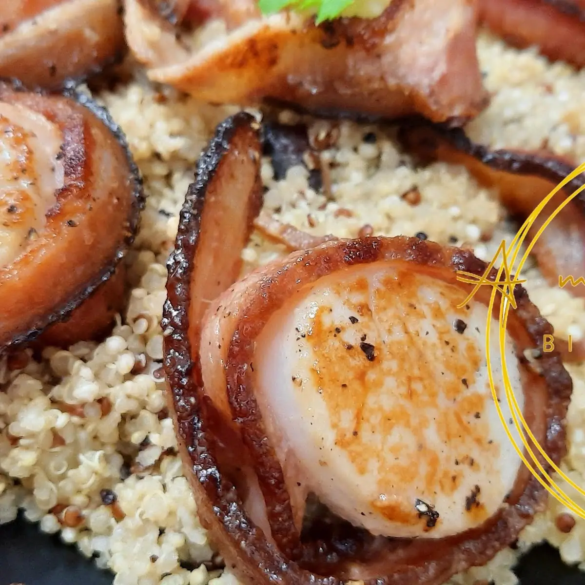 Pan Seared Bacon Wrapped Scallops
