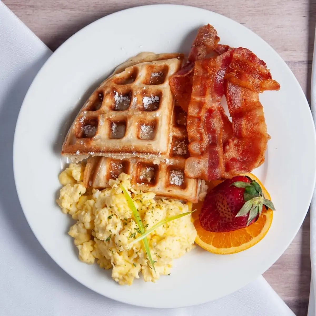 Waffle Eggs New York Strip