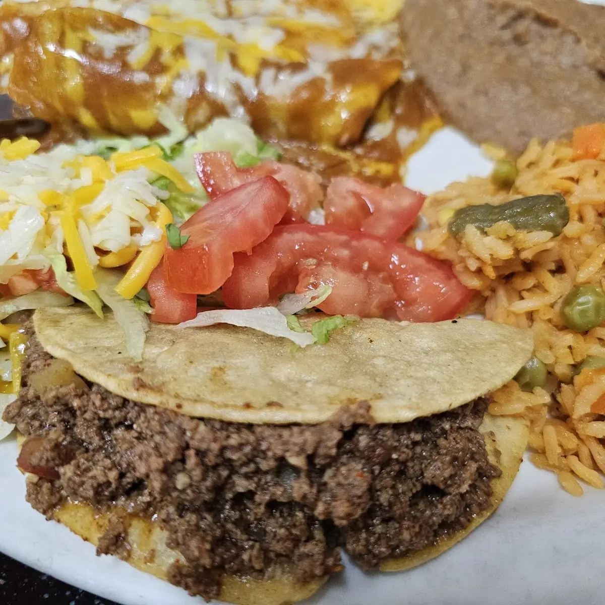 Beef Taco & Enchiladas Plate