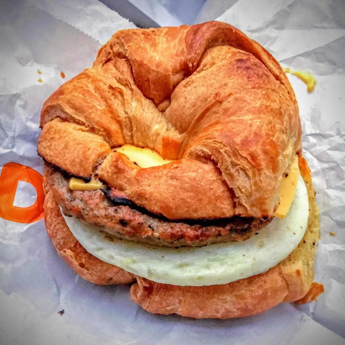Sausage Egg and Cheese Croissant Sandwich