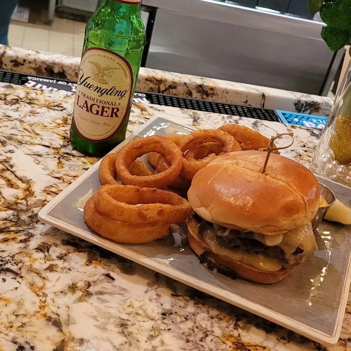 Mushroom Swiss Smash Burger