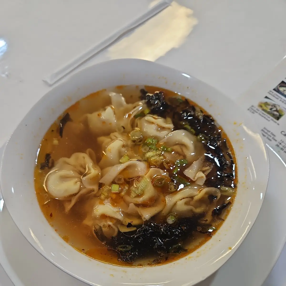 Spicy Wonton Soup with Seaweed