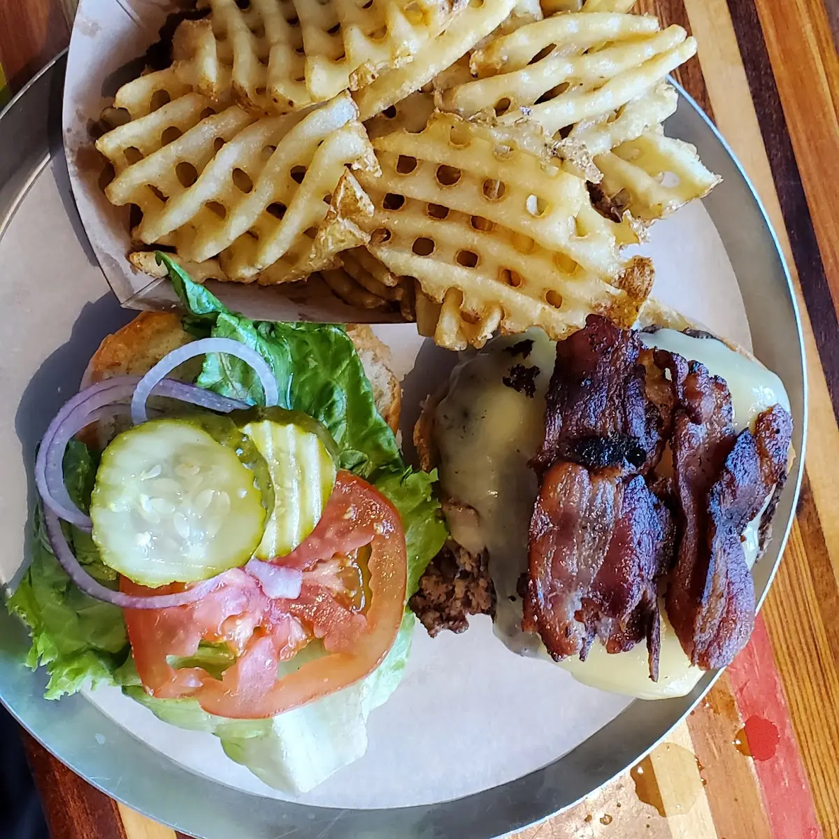 Bacon Cheeseburger with Waffle Fries