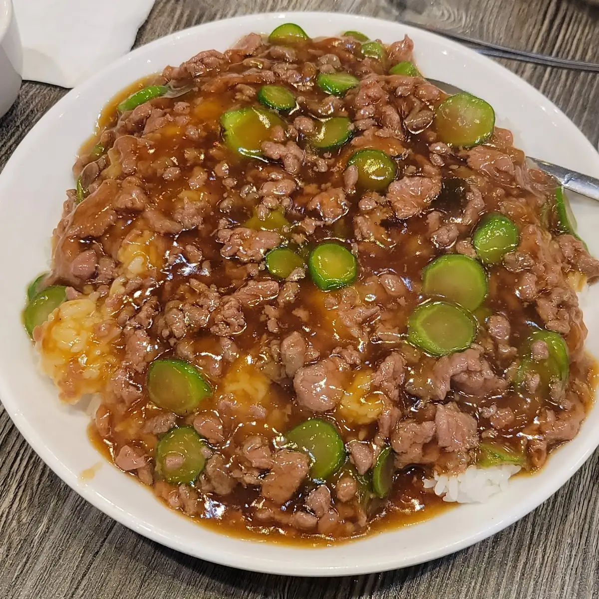 Overeasy Egg in Minced Beef Sauce