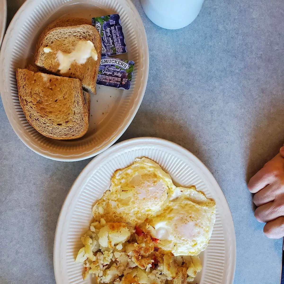 2 over Easy Eggs Home Fries Toast