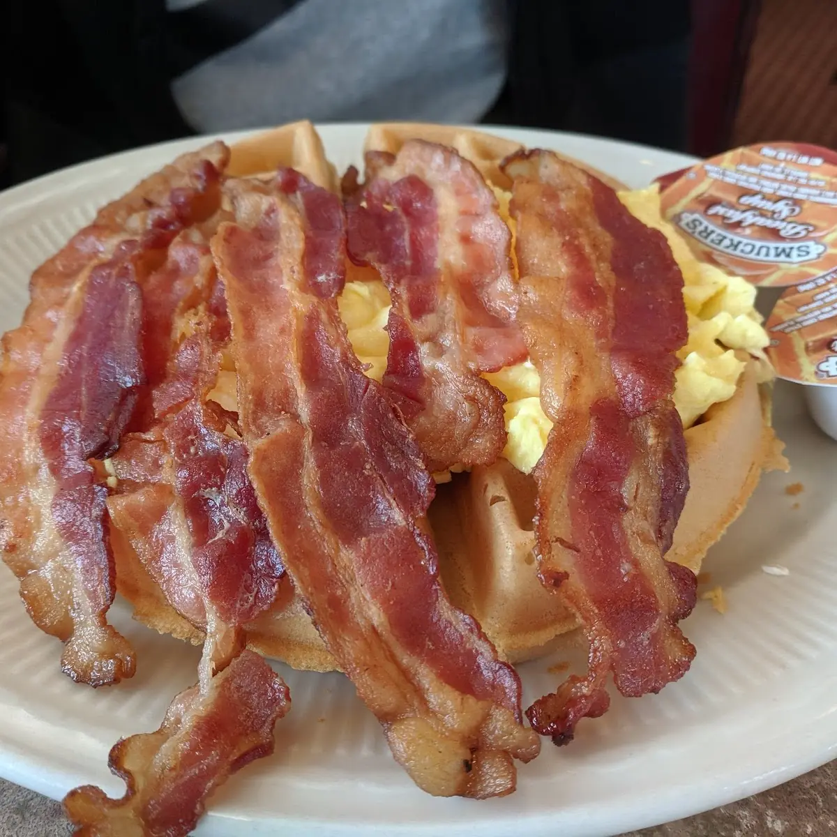 Belgian Waffle with Bacon & Eggs