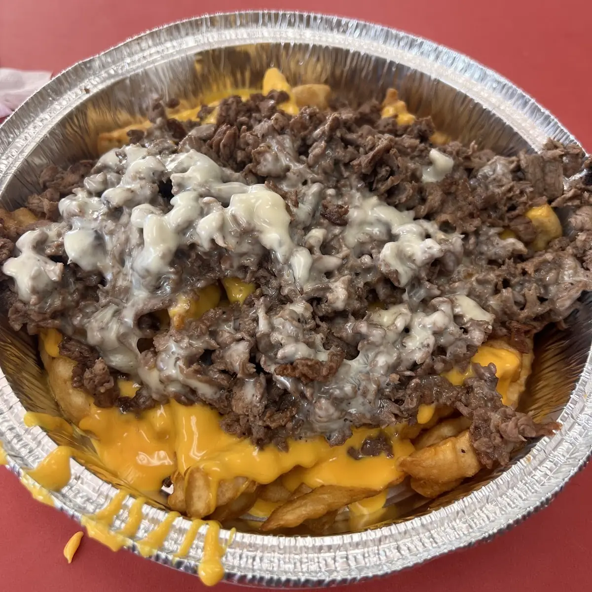 Cheese Steak Provolone Cheese over Fries