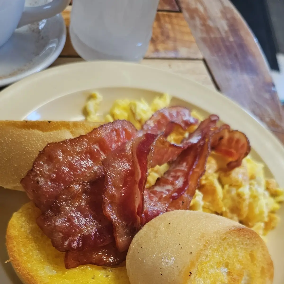 Thursday's Scrambled Eggs with Ham & Coffee