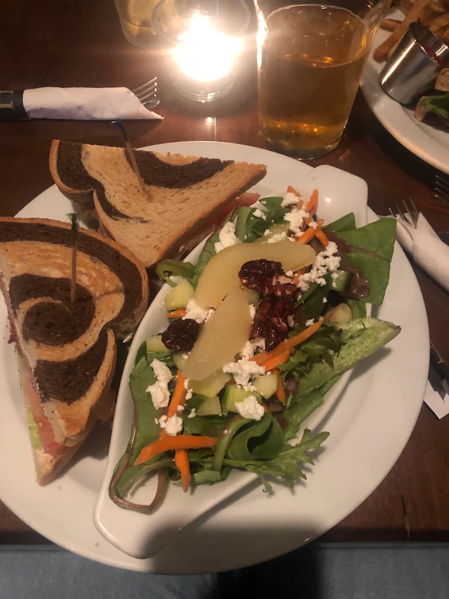 Smoked Salmon Club Sandwich and House Salad