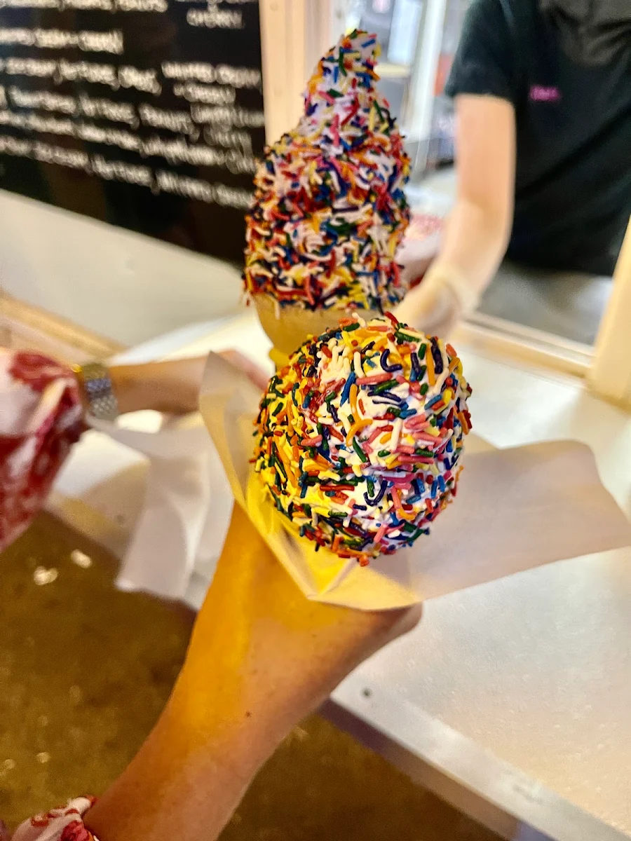 Vanilla Soft Serve Ice Cream with Rainbow Sprinkles
